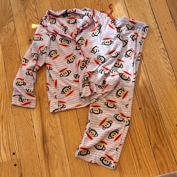 Paul Frank Monkey Women's Fleece Pajama Set - Pink and Black - Picture 1 of 3